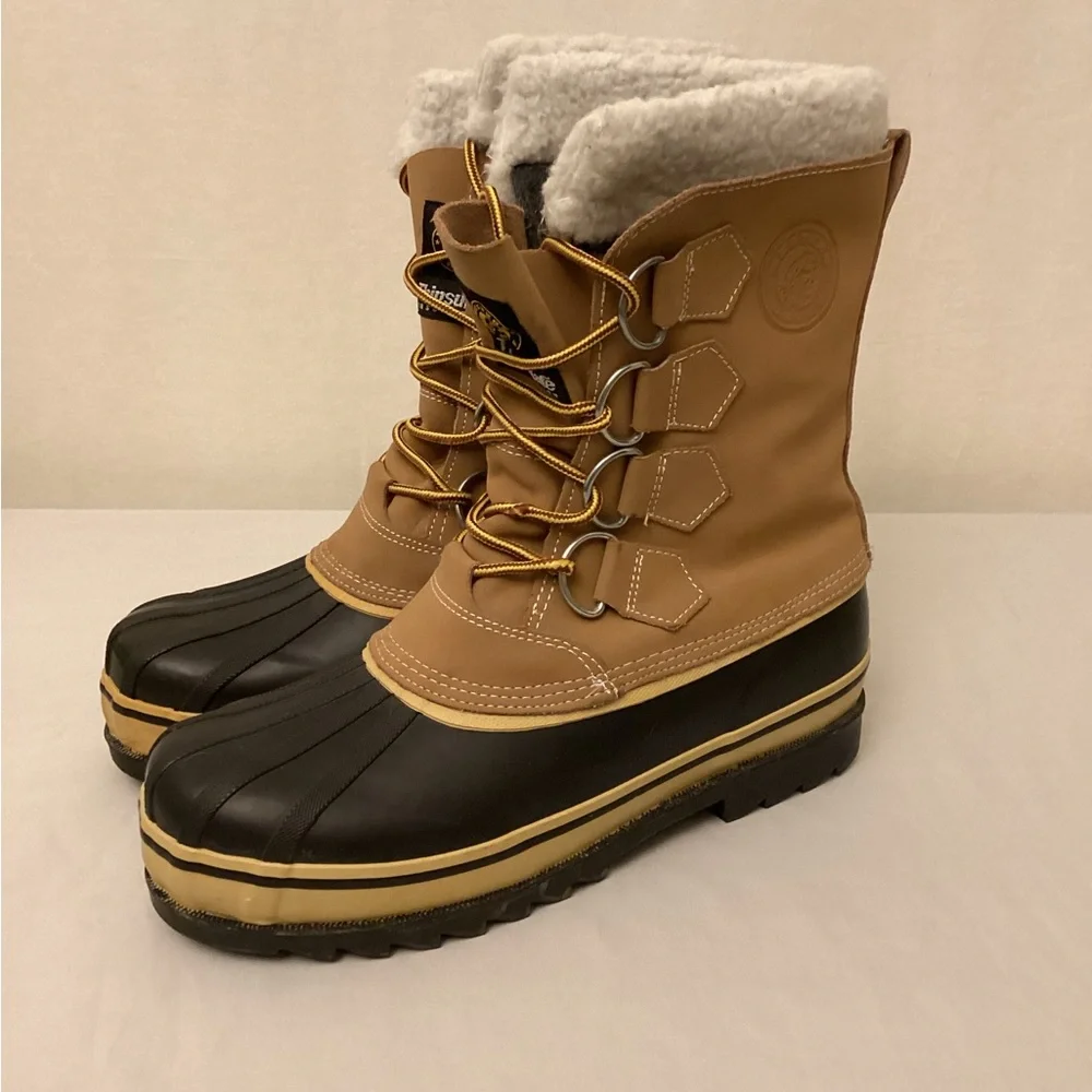 Western Chief Men’s Snow Rain Insulated Boots Tan Lace Up Thinsulate Size 8